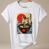 RaUnisex Cat TShirt Unisex Funny Short Sleeve Graphic T Shirts Japanese Cat Printed Kitty Tops Summer Round Neck Cat Lover Tees