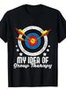 Men's Single-piece Round-neck Short-sleeve T-shirt, Featuring an Archer and Bow Design, Suitable for