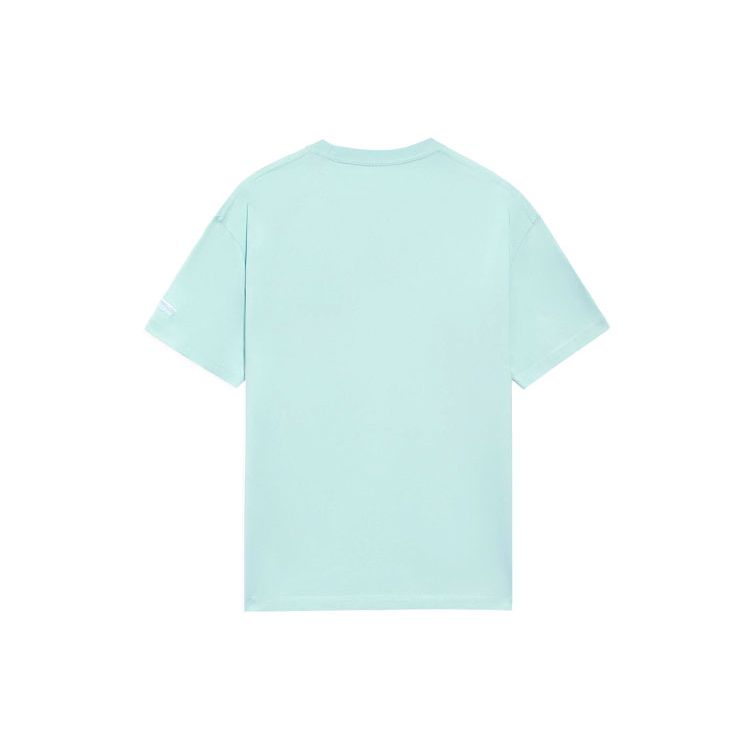Li Ning Sports Lifestyle Series Element Print Round Neck Loose Short Sleeve T-Shirt Unisex Tops Eggshell-Blue AHSS327-8