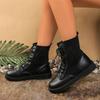 Large Size Martin Boots Autumn and Winter New Front Lace-up Fly-woven Locomotive Boots Short Boots