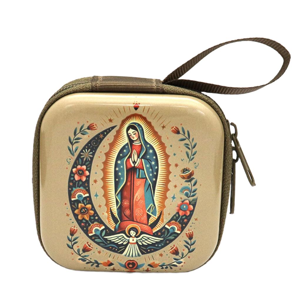 Rosary Prayer Bag Zipper Rosary Pouches Religious Jewelry Storage Box for Prayer Bead Earrings Portable Headphone Bag