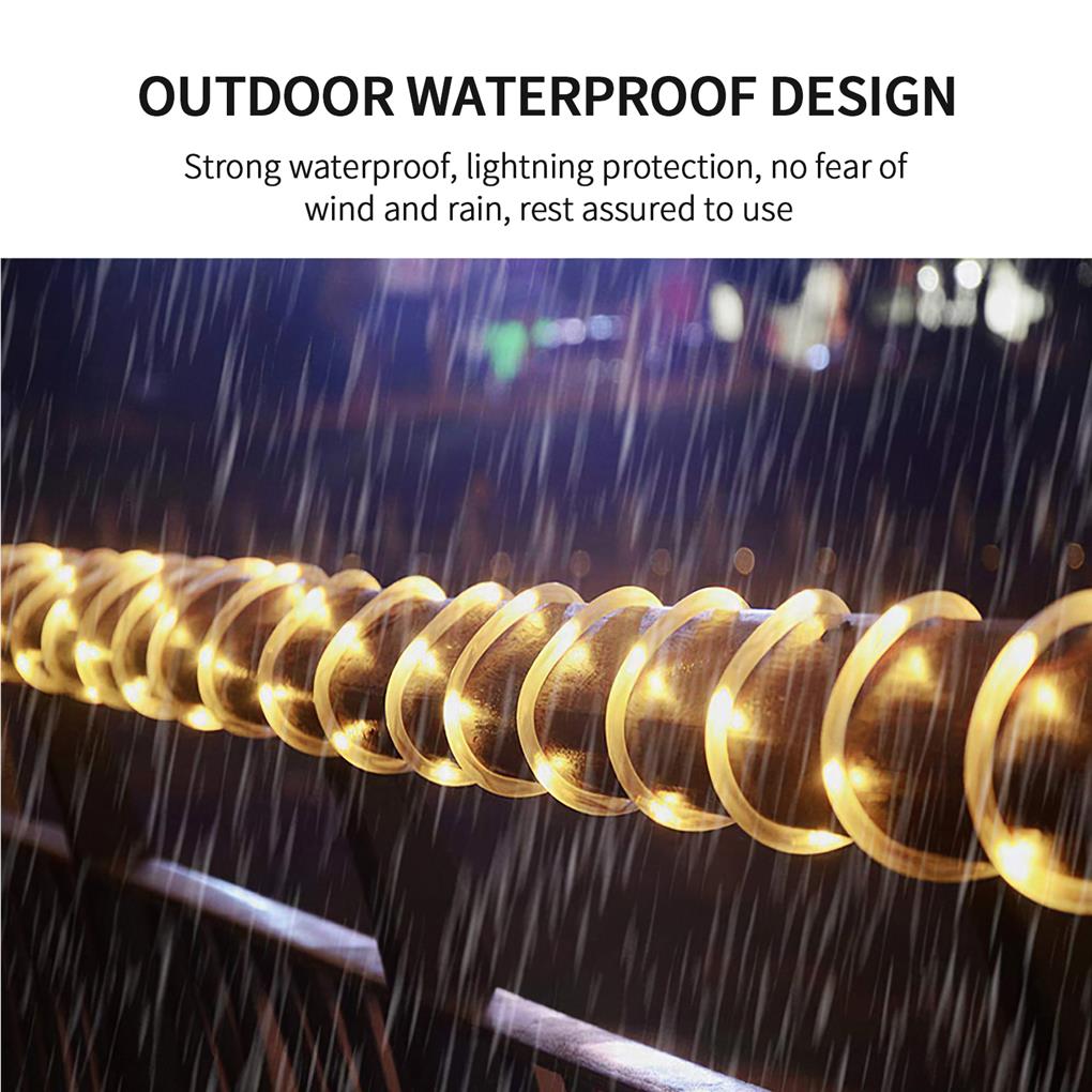 39.36ft Waterproof String Lights Solar Powered Lamp PVC Light Decoration Bulbs Lighting Decor with 8 Lighting Modes