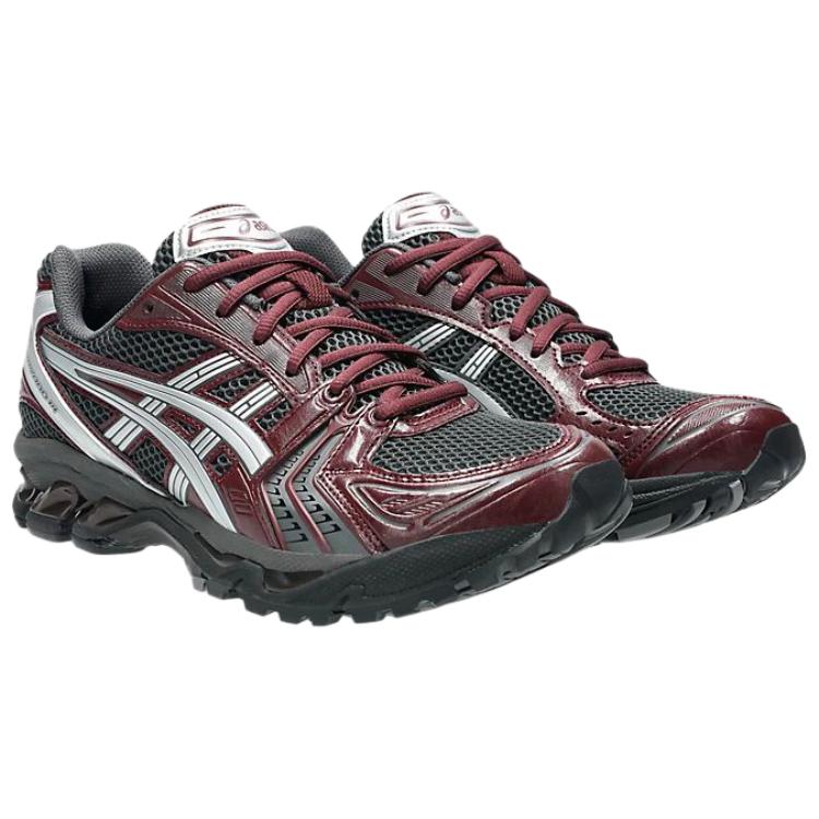 Asics Gel Kayano 14 Borgonha Cinza Obsidiana Tênis Unissex Vermelho Prata Pura 1203A537-022