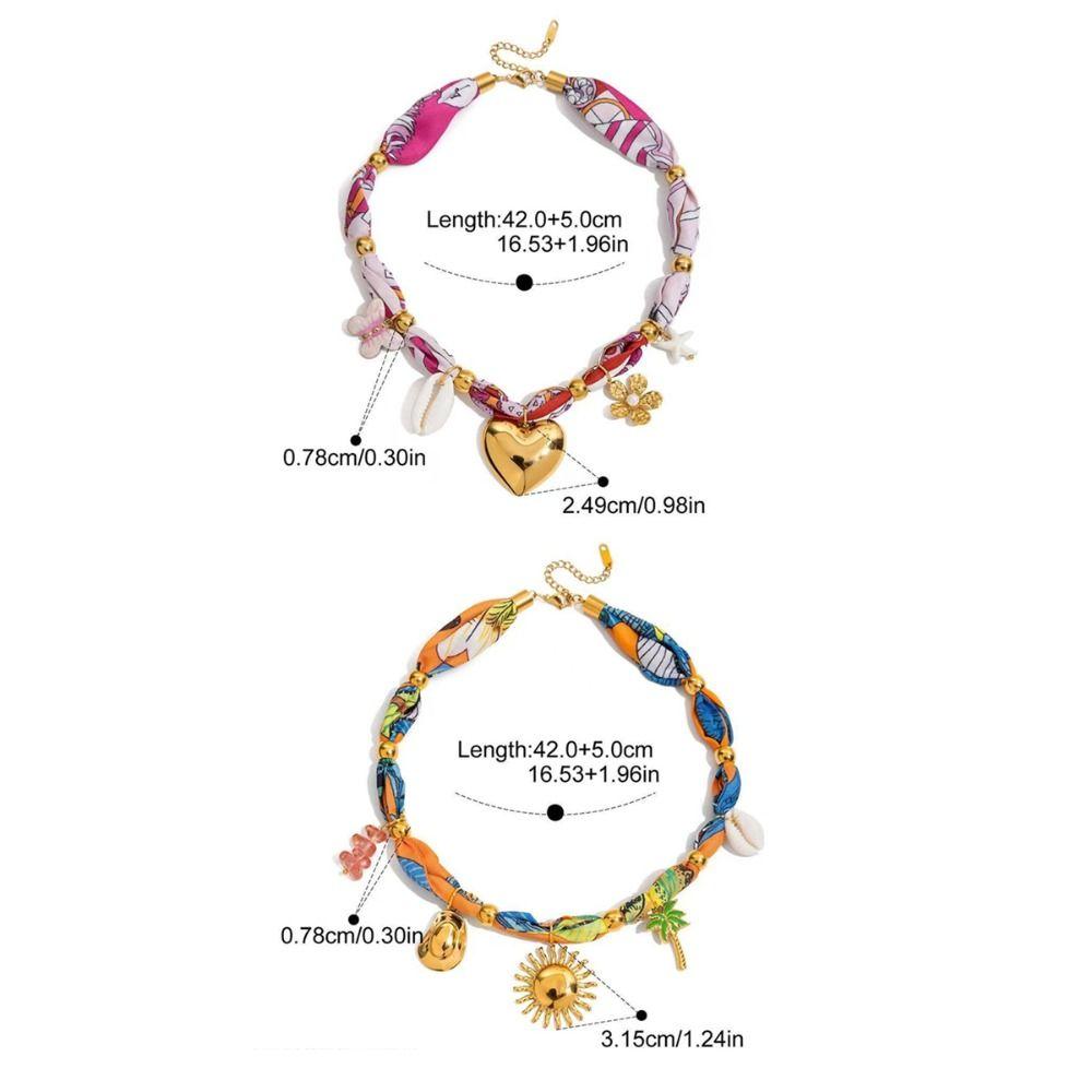 Oil Drop Pendant Scarf Necklace Multi-charm Oil Drop Pendant Necklace  Resort Style