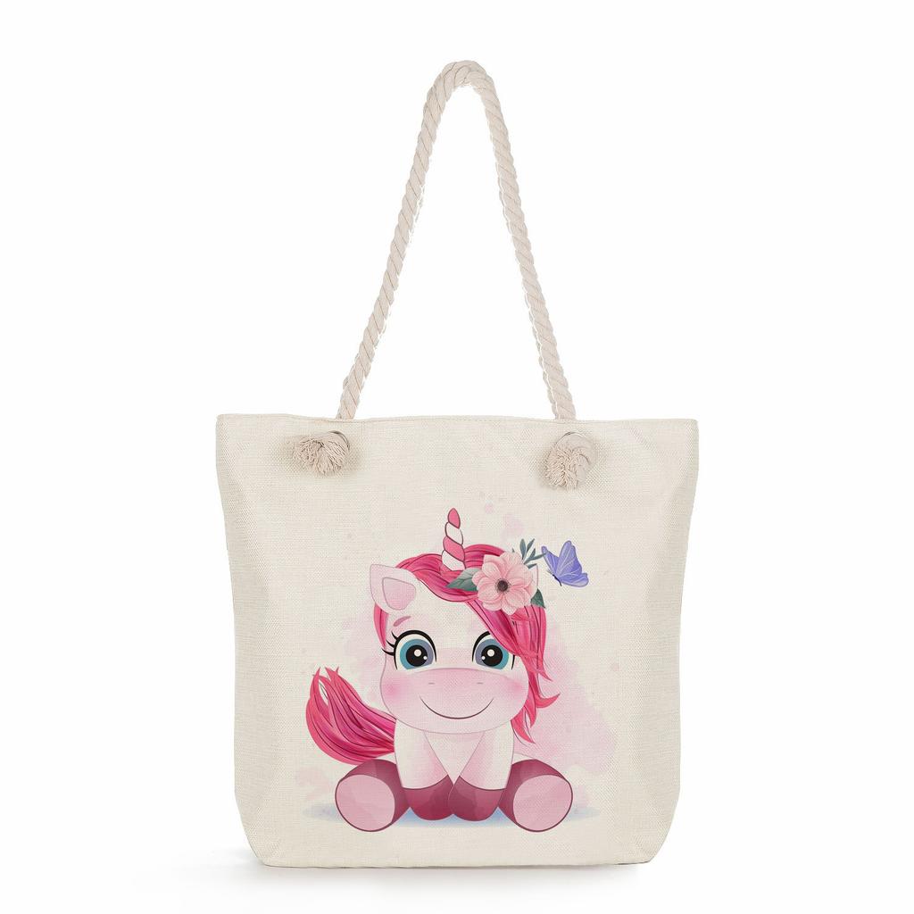 Multifunctional Cute animals Printed Thick Rope Shoulder Beach Bag 7586 KTB