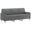 Vidaxl 3-Seater Sofa with Footstool, Dark Grey, 180 Cm, Fabric