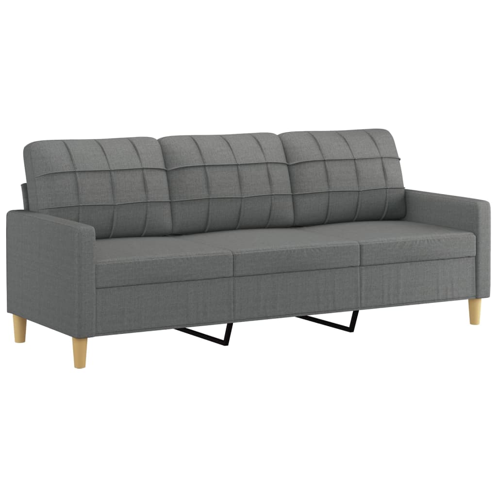 Vidaxl 3-Seater Sofa with Footstool, Dark Grey, 180 Cm, Fabric