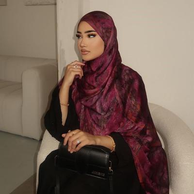 Foulard a scialle in finta seta con filigrana di marmo etnico