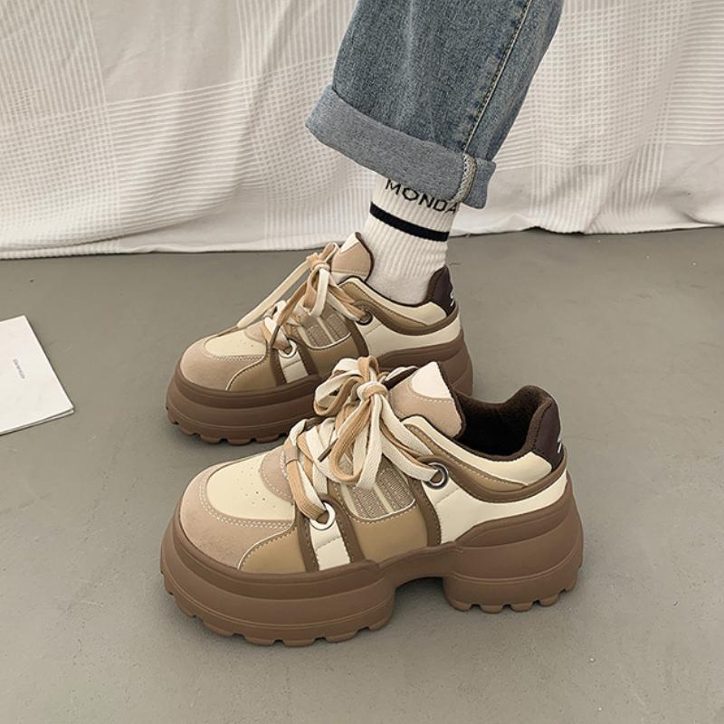 

Популярная спортивная обувь весна-осень 2024 года, новые универсальные повседневные туфли для папы на толстой подошве для женщин, кроссовки для женщин Zapatos De Mujer 40 коричневый