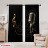 2D flat printing 2pcs Curtains Microphone and note Polyester  Without Electricity summer party decorations Perfect for Holiday