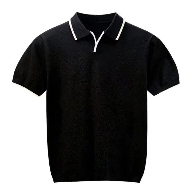 Men's Summer Slim Fit Ice Silk Knit Polo Shirt