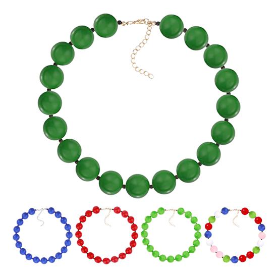 Women Necklace Simple Style 19 Bubblegum Beads Extension Chain Gift Unisex Colorful Beaded Couple Clavicle Necklace for Dating