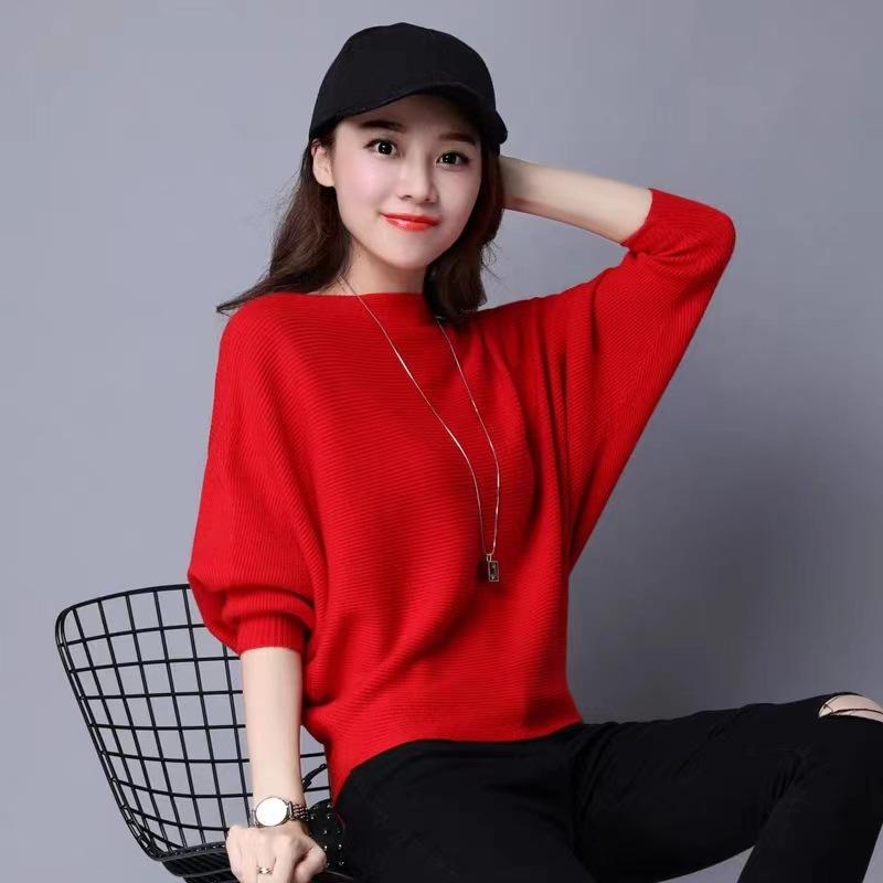 Knit Sweater Women Loose Pullover Long Sleeve O Neck Sweater for Spring and Autumn