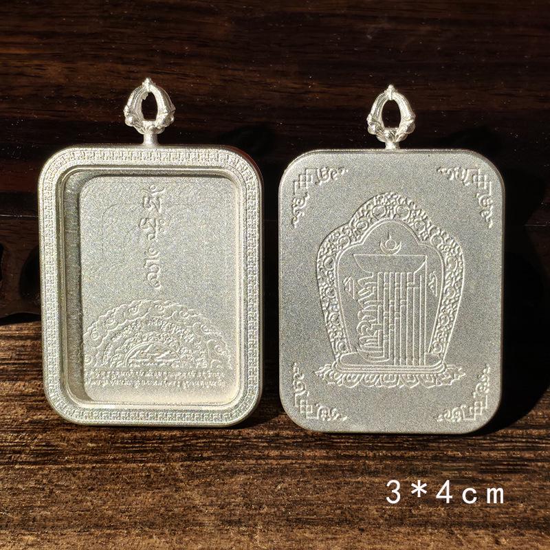 Tibetan Thangka Titanium Steel Gold Silver Pendant: Single/Double-Sided Benming Buddha Amulet
