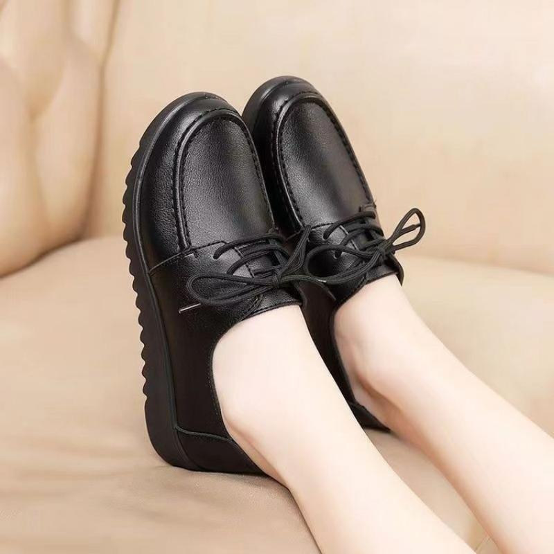 Fashion Shoes for Women Spring Autumn Soft Soled Loafers Black Leather Non-slip Casual Platform Comfortable Work Shoes Flat Sneakes