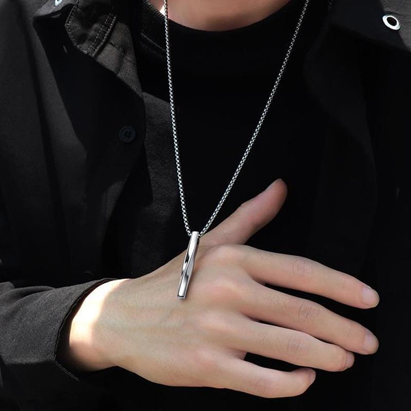 Buy Black Rectangle Pendant Necklace 
