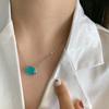 Jewelry Retro Collarbone Chain Inlaid Imitation Paraiba Egg 10 * 14 Pendant Four-Claw Sapphire Necklace