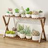 Multilayer Wooden Plant Stand Flower Pots Succulent Display Planter Holder Shelf Organizer for Living Room Outdoor Furniture