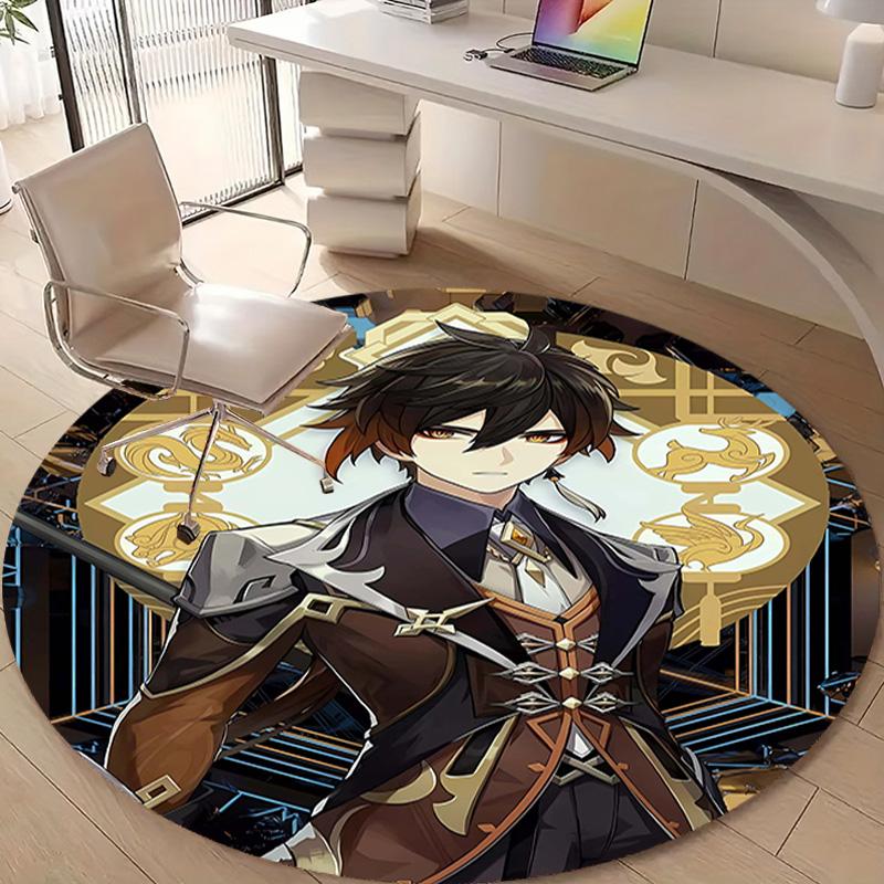 1pc Genshin Impact2 Design Printed Area Round Carpet for Bedroom Living Room Home Decor Rugs Mat Non Slip Mat Rug for Bedside