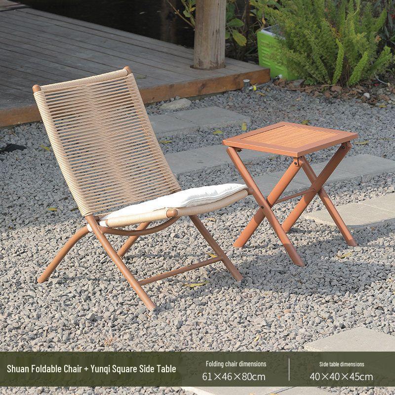 Compact Rattan Folding Lounge Chair for Balcony & Outdoor Use