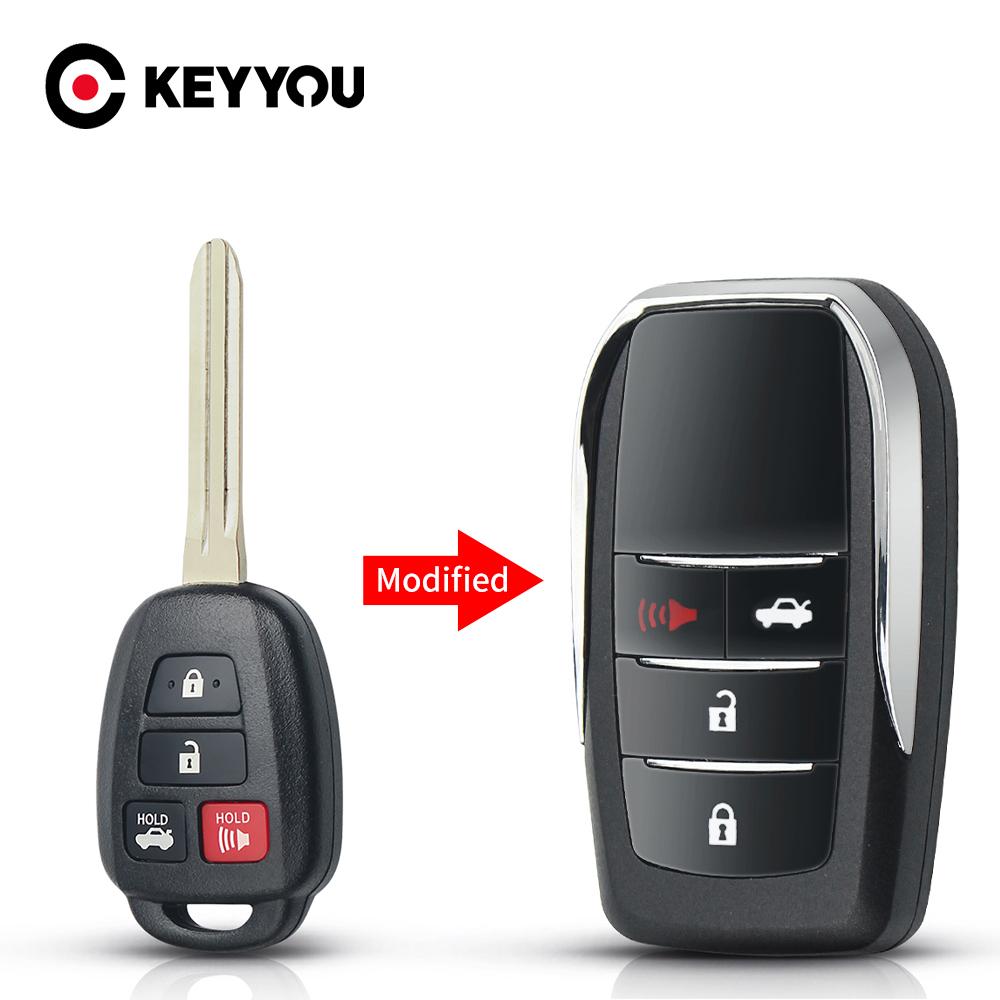 KEYYOU 4 Buttons For Toyota Prius RAV4 Camry Corolla Car Remote Control Modified Folding Key Shell Cover Fob Flip Key Case