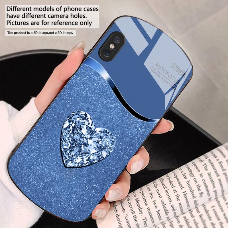Verlauf Diamant Liebe Für iPhone 17 16 15 14 13 Plus 12 mini 11 Pro Max XR Xs Max X 7 8 6S 22 20 Elliptische Glas Handyhülle