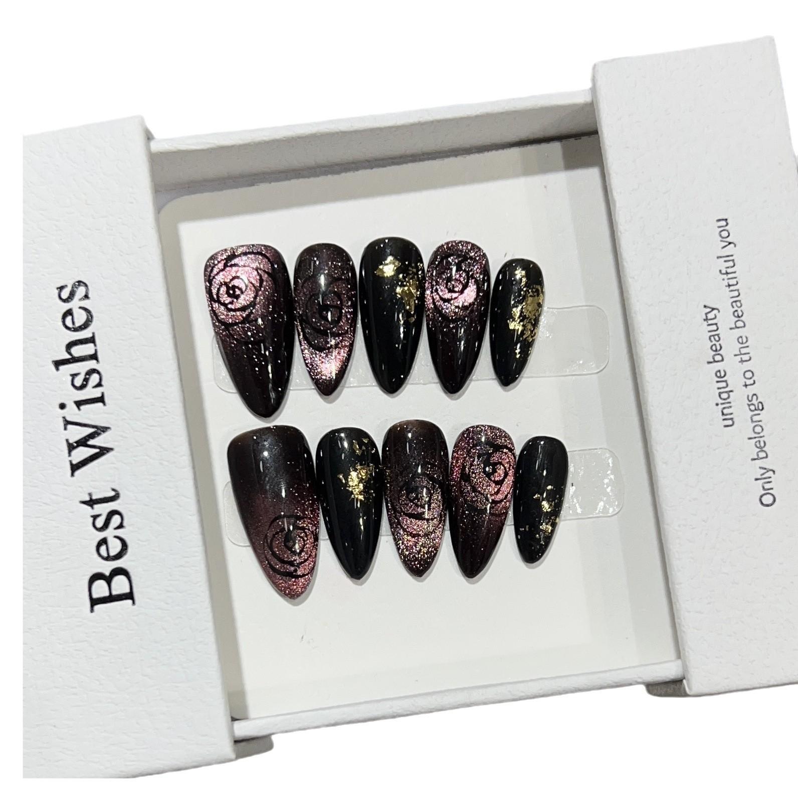 

Ногти с ощущением высокого класса Осенью и Зимой Фейерверки Кошачий глаз Градиент Французский Маникюр Горячей Девушки Small S