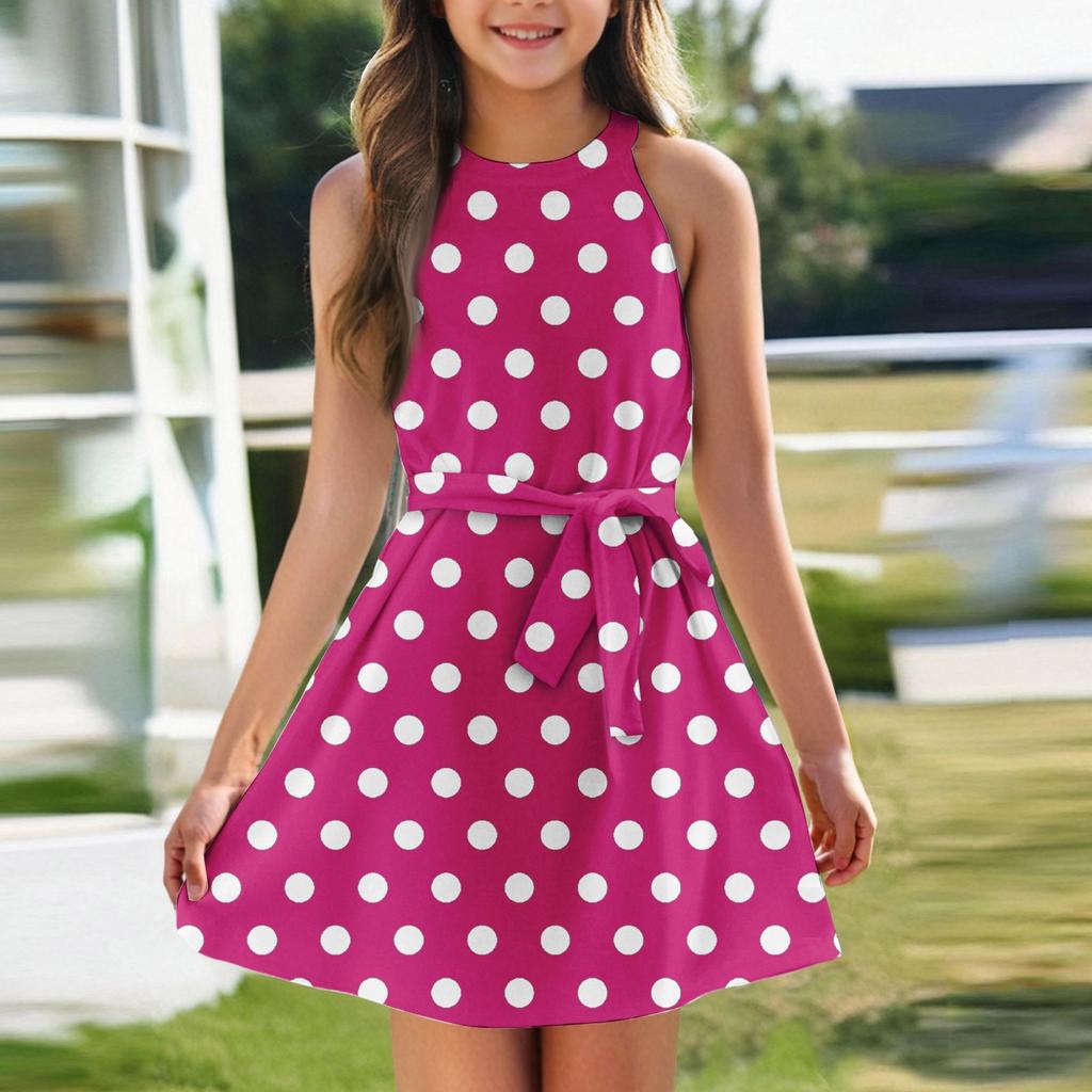 Girl Summer Dress Sleeveless Strappy Dress Solid Color & Print Sleeveless Dress Casual Dress