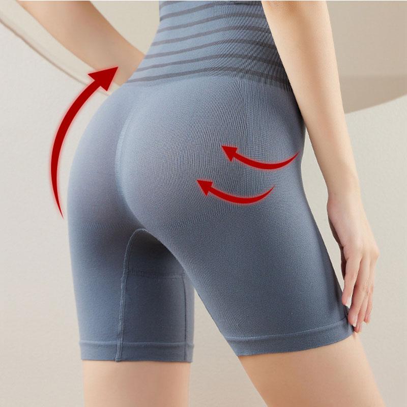 Striped High Waisted Abdominal Contraction Hip Lifting Pants Waistband Shaping Underwear Women's Safety Short Pants