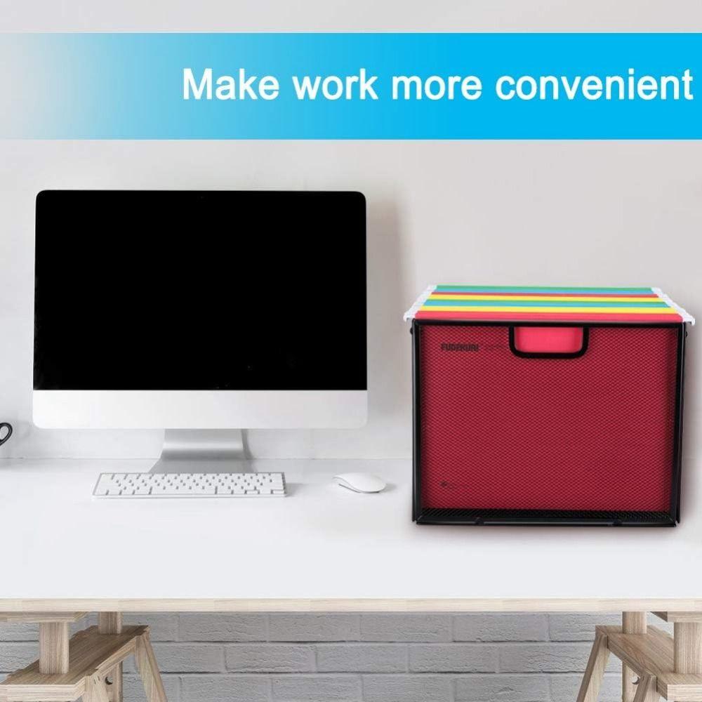 Mesh Metal Office Filing Crate Detachable Document Tray Portable Folder Storage Box  Desktop