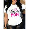 Super Mom Heart Tee Womens T-shirts White 2026 Summer Wearable Year-round Perfect for Summer Outdoor and Leisure Wear Hip-hop