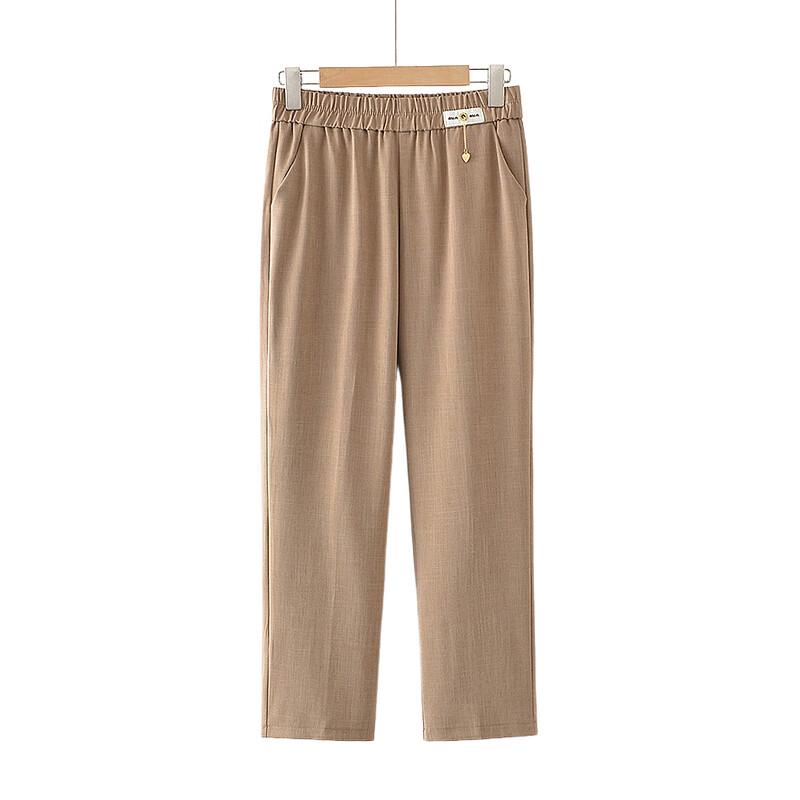 Hodo Women's Mid-Aged Straight Leg Elastic Waist Summer Pants