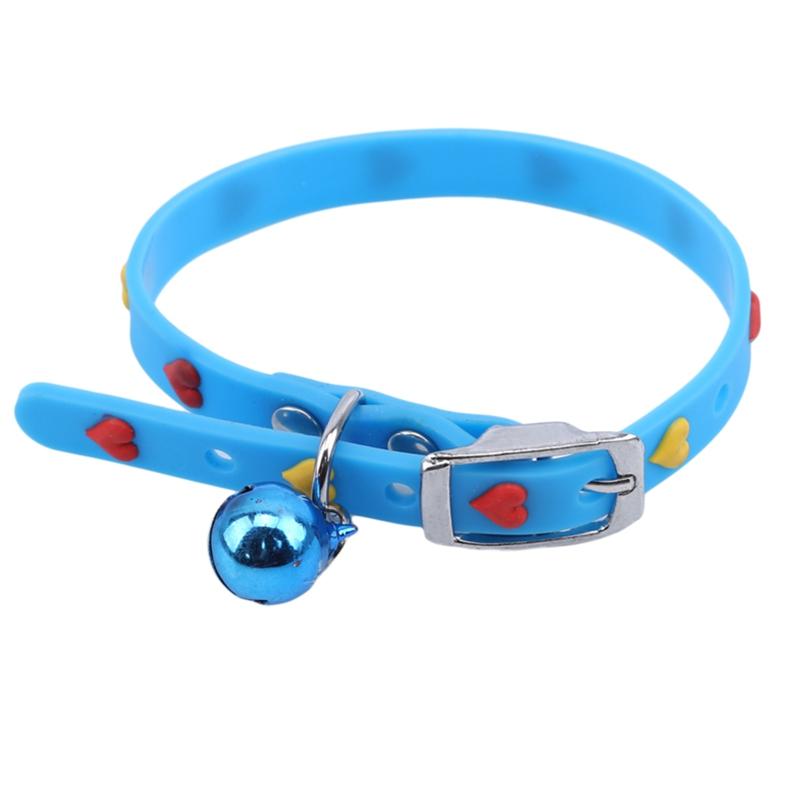 Adjustable Colorful Collar Bell Pet Cat Dog Love Hearts Patterns Neck Collar