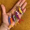 Fish Pedant Key Holder with Lobster Claws Clip Colorful Beaded Fish Shape Keychain For Adults Birthday Christmas Gift