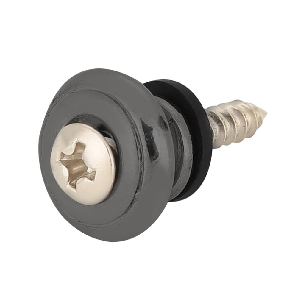 10Pcs Guitar Strap Lock Button Metal End Pin with Screw for Ukulele Electric Bass(Black)