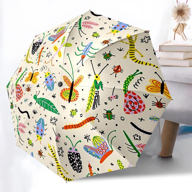 1pc Insect Pattern Open/Close Folding Umbrella - Raining Gear for Travel Umbrella, All- Portable Umbrella for & Men 8-Rib yy251229004