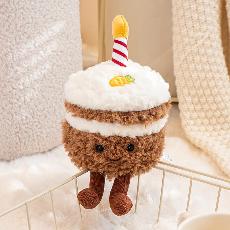 Cute Cartoon Birthday Cake Plush Doll Ornament Toy Gift