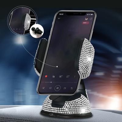 Phone Support 360 Degree Rotatable Ornamental Rhinestone Car Dashboard Mobile Phone Stand