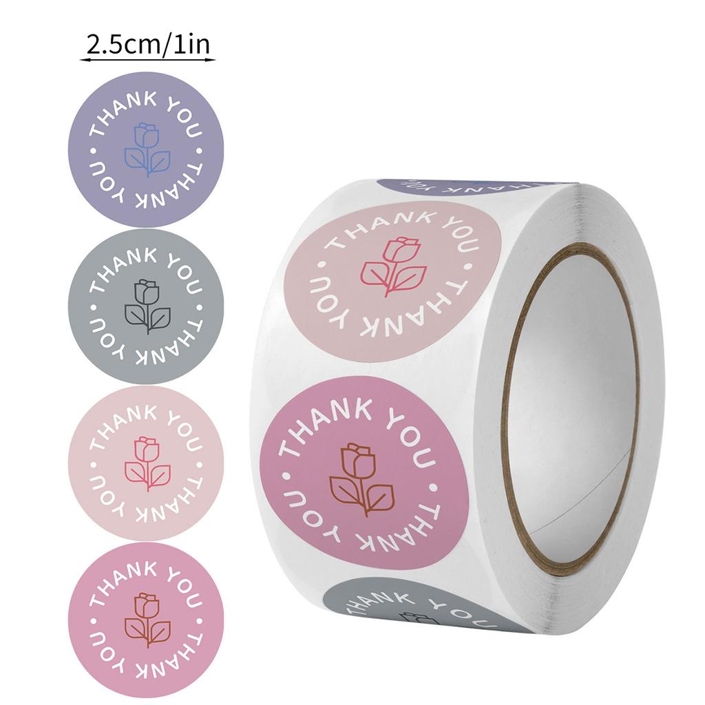 500 Stück/Rolle Danke Aufkleber Rose Runde Etikettenaufkleber Umschlag Geschenkverpackung Schreibwaren für Geburtstag Hochzeit Geschäft
