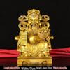 Large Yellow Brass God of Wealth Statue on Dragon Chair, Wen Cai Shen Design, Ideal for Shop Opening or Home Worship.