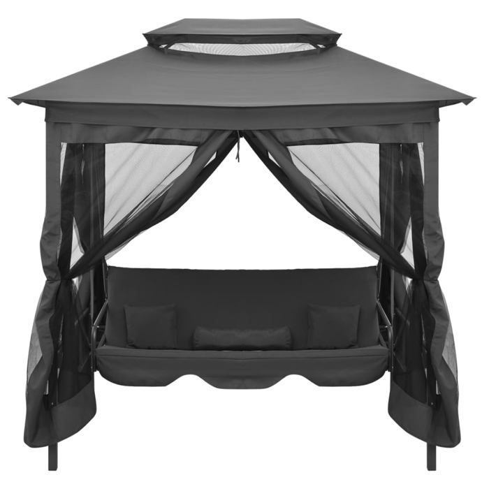 Balancelle convertible - vidaXL - Anthracite - 220x160x240 cm - Acier enduit de poudre - 3 personnes