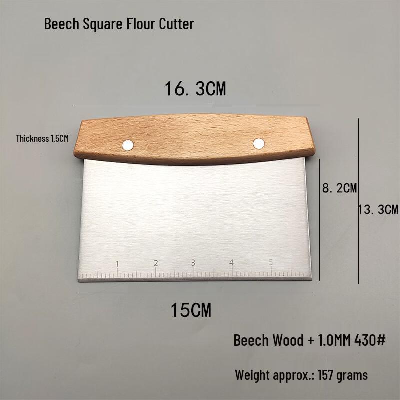 MDNG Stainless Steel Dough Scraper with Beech Wood Handle