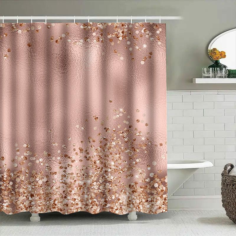 Glänzend Pink Glitzernder Duschvorhang Goldfoliengeprägt Badezimmerdekoration Dekorationen Für Badezimmerzubehör Hochzeitsfeier Fuchsie