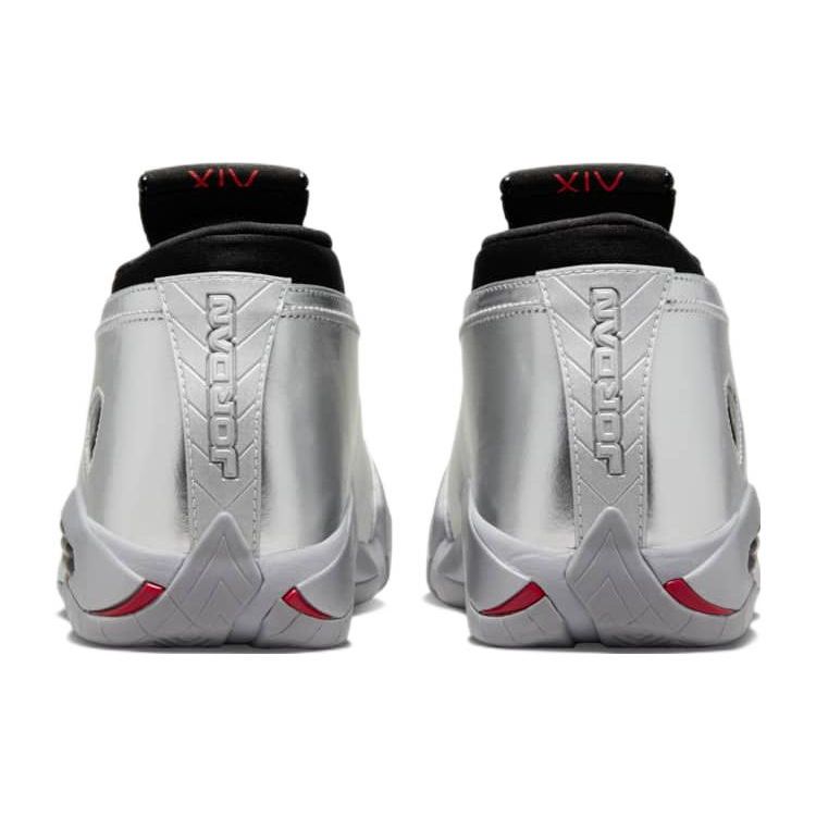 Air Jordan 14 Retro Low Metallic Silver Women Sneakers Fire-Red Wolf-Grey Black DH4121-060