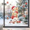 Indoor Christmas Wall Ornaments Decals, Watercolor Stacked Dogs Stickers, Self?Adhesive PVC Xmas Holiday Decor for Living Room Puppy Stickers