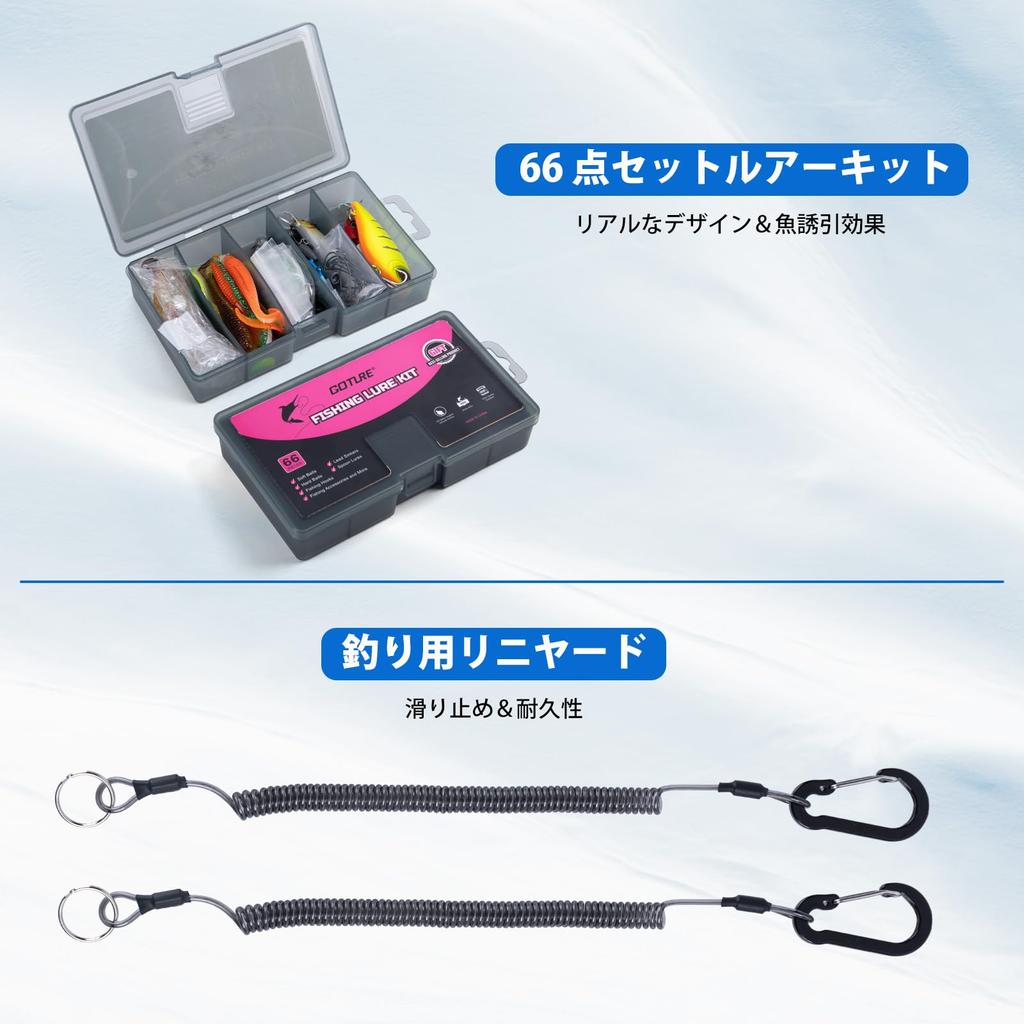 Goture Pink Compact Fishing Rod Set with Spinning Reel and Lure PE Casting Bass Breakwater Ice Portable PE Line Storage Fishing Tackle Set for Women