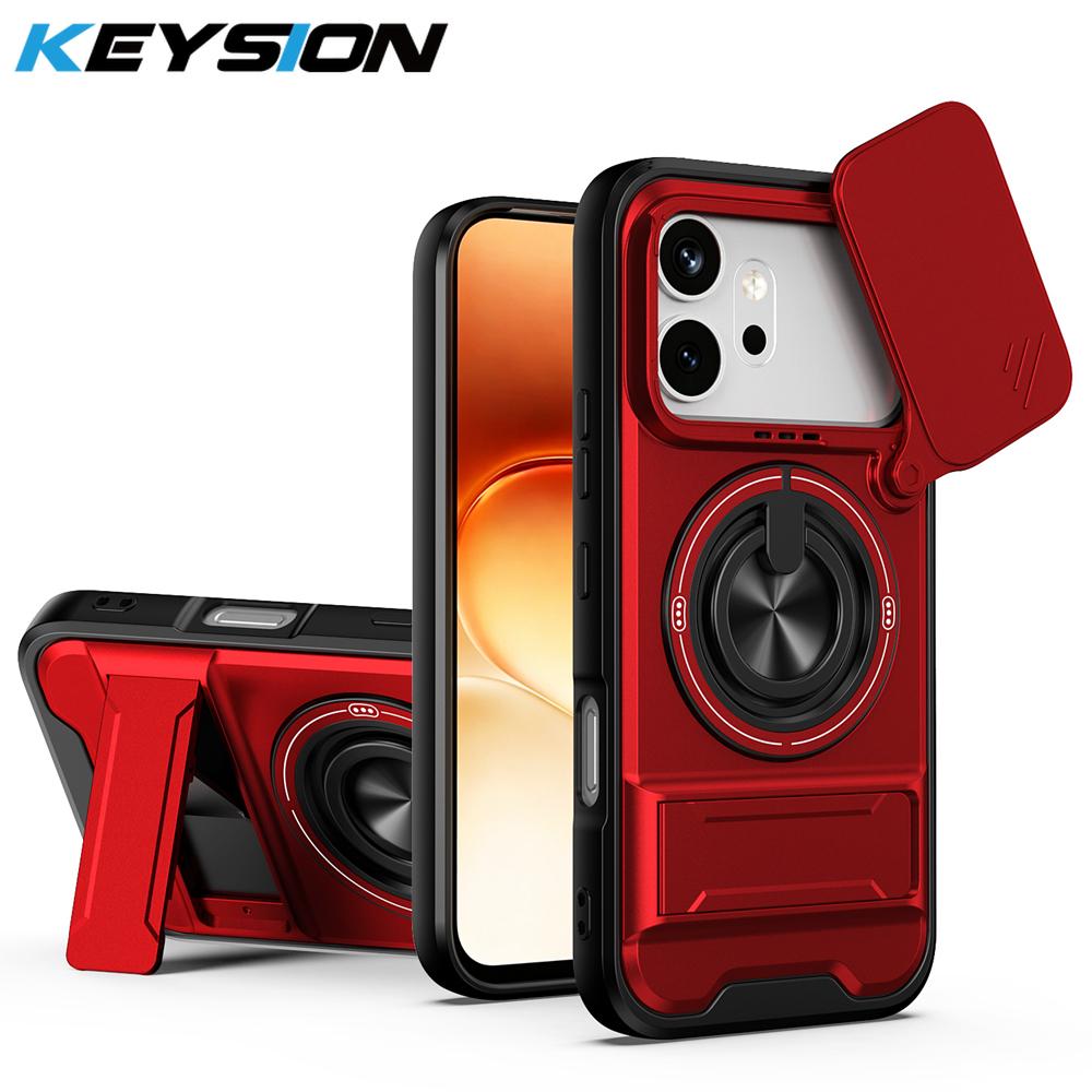 KEYSION Magnetic Phone Case for HONOR 600 600 Pro 5G Slide Camera Protection Upright Kickstand 360° Ring Shockproof Back Cover
