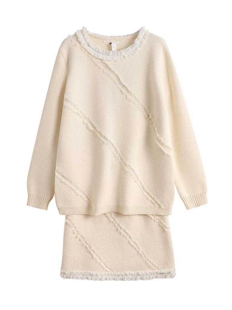 Plus Size Women's Knit Sweater & Skirt Set - Autumn/Winter Design, 130-300 lb Range