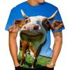 Summer Round Neck 3D Cow Pattern Print Top Fashionable Casual Short Sleeved Men's T-shirts