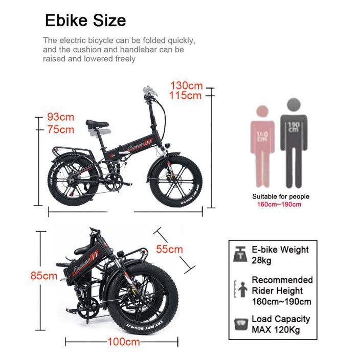 Faltbares Elektrofahrrad - RANDRIDE - YX20M - 1000W Motor - 48V 17Ah Batterie - Reichweite 70 km - 20" Räder
